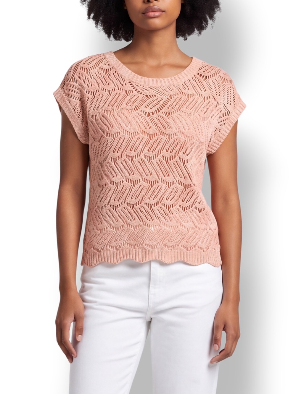 4/$20 Draper’s & Damon’s Petites Blush Crochet 2 Piece Sweater Tank Set PM